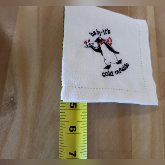 Vintage Restoration Hardware PENGUINS Songs Sayings Linen Napkins Set of 8 - Picture 8 of 9